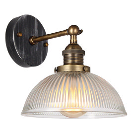 Alchemy Wall Mounted Fluted Glass Dome Light – Antique Pewter & Brass
