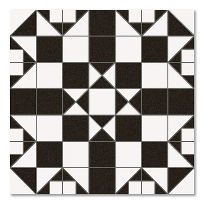 Alderford Black Victorian Patterned Floor Tiles - 450 x 450mm
