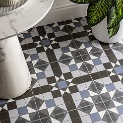 Alderford Blue Victorian Patterned Floor Tiles - 450 x 450mm