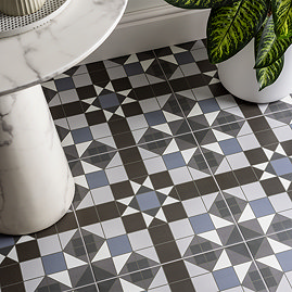 Alderford Blue Victorian Patterned Floor Tiles - 450 x 450mm