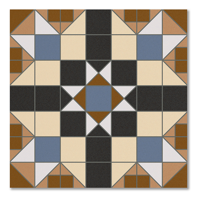Alderford Brown Victorian Patterned Floor Tiles - 450 x 450mm