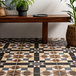 Alderford Brown Victorian Patterned Floor Tiles - 450 x 450mm
