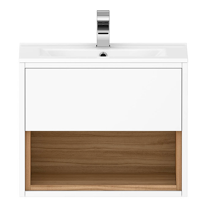 Alison Cork 600mm Wall Mounted Vanity Unit & Basin - Gloss White/Coco Bolo - AC255 Large Image