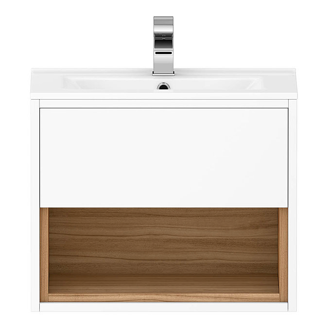 Alison Cork 600mm Wall Mounted Vanity Unit & Basin - Gloss White/Coco Bolo - AC255 Large Image