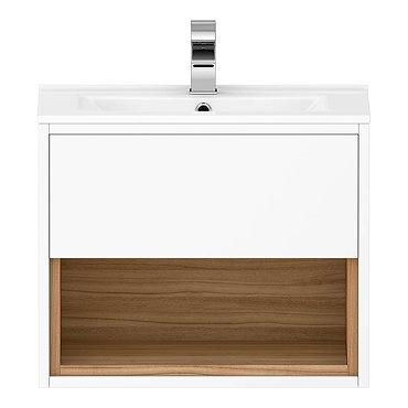 600mm Wall Mounted Vanity Unit & Basin - Gloss White/Coco Bolo - Alison Cork for Victorian Plumbing 