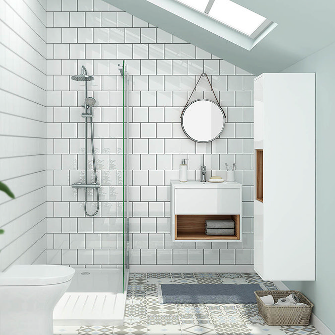 Alison Cork Wall Hung Tall Unit - Gloss White/Coco Bolo - AC264 Profile Large Image