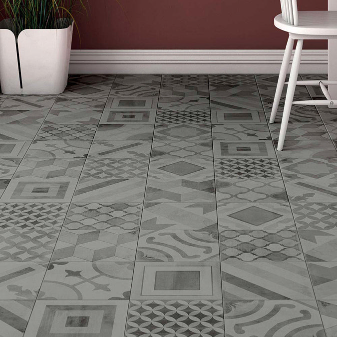 Almada Grey Rustic Floor Tile - 450 x 450mm Large Image