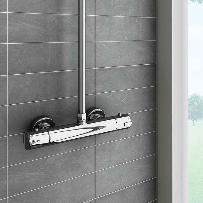 Alpha Round Top Outlet Shower Mixer Bar Valve - Chrome Profile Large Image