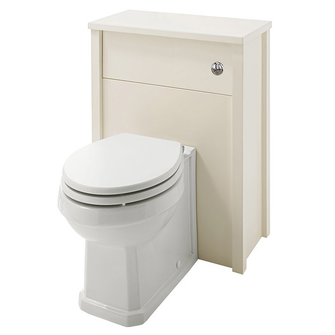 Alverton Ivory 600mm Solid Wood Back To Wall WC Unit with Pan & Seat Large Image