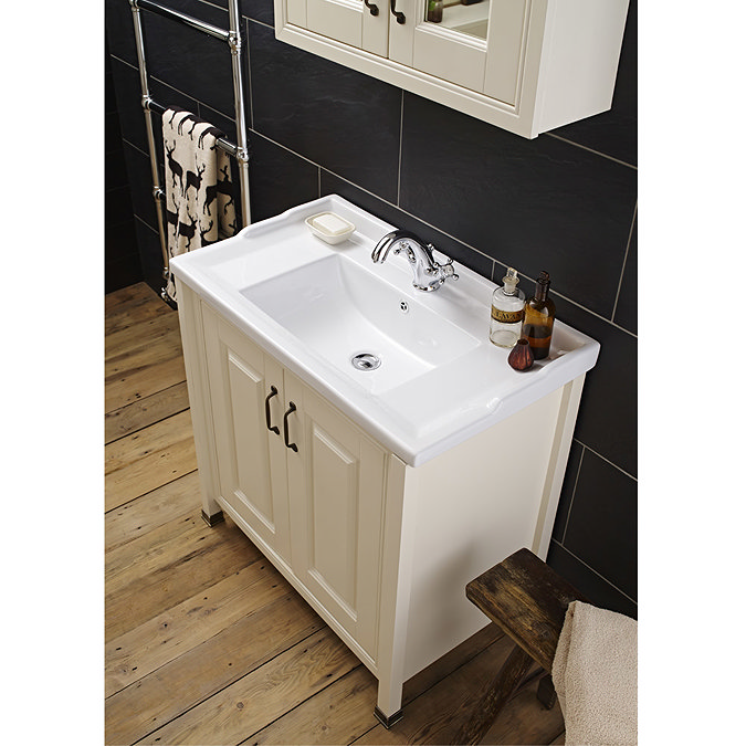 Alverton Traditional Vanity Unit with Basin - Ivory 800mm Profile Large Image