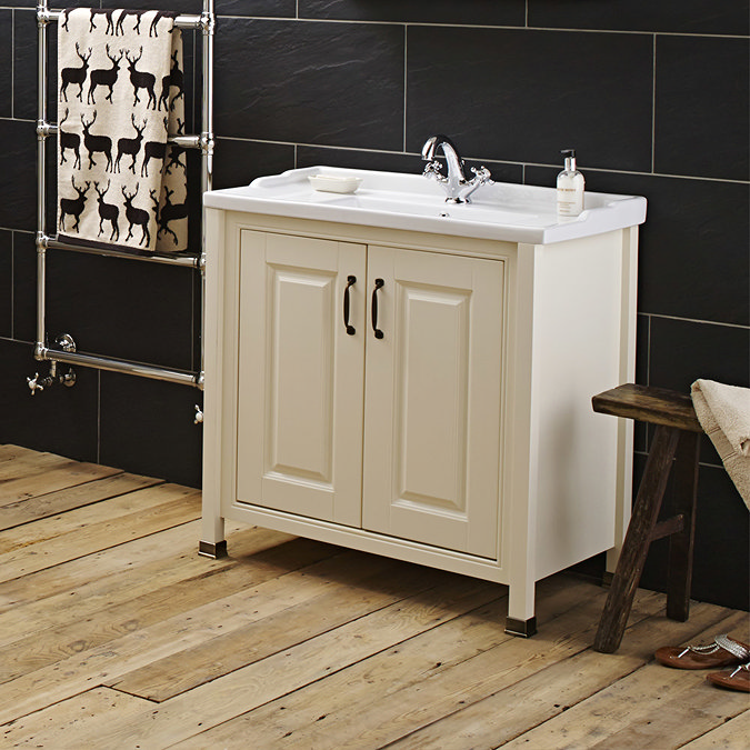 Alverton Traditional Vanity Unit with Basin - Ivory 800mm Feature Large Image