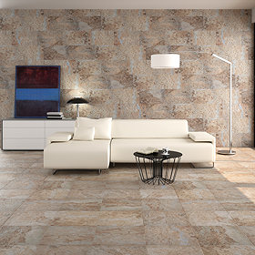 Alvito Beige Stone Effect Rectified Wall and Floor Tiles - 316 x 608mm