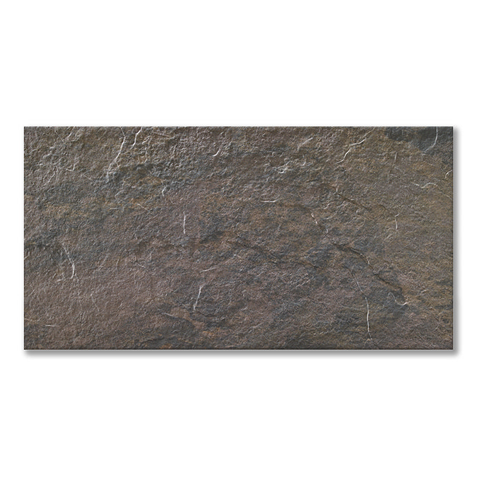 Alvito Dark Brown Stone Effect Rectified Wall and Floor Tiles - 316 x 608mm