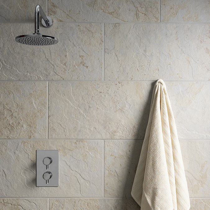 Alvito White Stone Effect Rectified Wall and Floor Tiles - 316 x 608mm