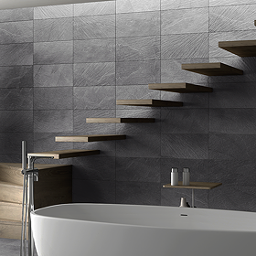 Amador Anthracite Slate Effect Wall Tiles - 250 x 500mm