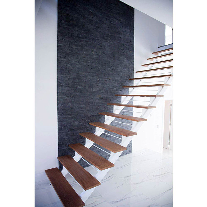 Amaro Black Stone Cladding Panels - 400 x 100mm Profile Large Image