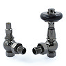 Amberley Thermostatic Angled Radiator Valves - Black Nickel Large Image