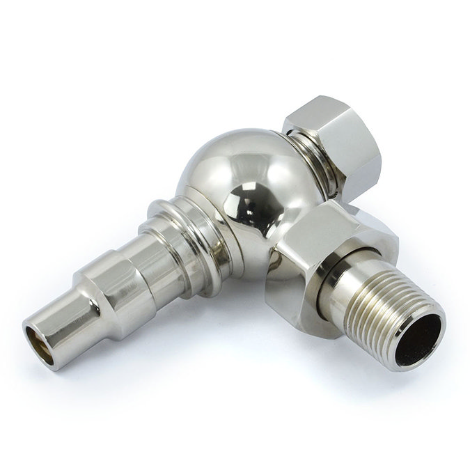 Amberley Thermostatic Angled Radiator Valves - Nickel Feature Large Image