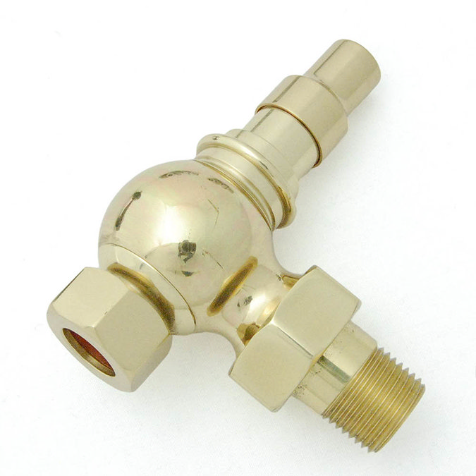 Amberley Thermostatic Angled Radiator Valves - Polished Brass  Feature Large Image