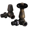 Chatsworth Rustic Brass & Black Thermostatic Corner Radiator Valves - Energy Saving