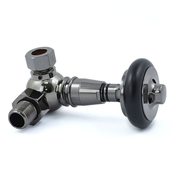 Amberley Thermostatic Corner Radiator Valves - Black Nickel Profile Large Image