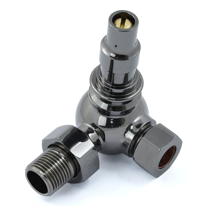 Amberley Thermostatic Corner Radiator Valves - Black Nickel Feature Large Image