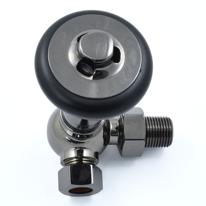 Amberley Thermostatic Corner Radiator Valves - Black Nickel Standard Large Image