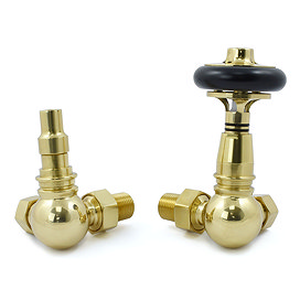 Amberley Thermostatic Corner Radiator Valves - Polished Brass Large Image