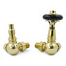 Amberley Thermostatic Corner Radiator Valves - Polished Brass Large Image