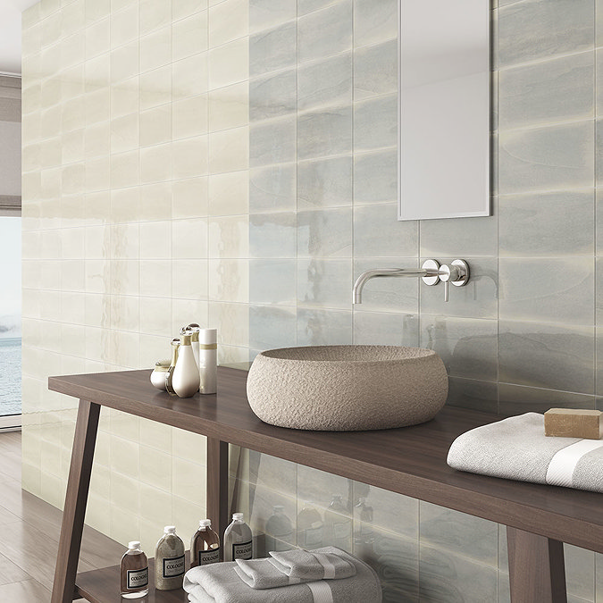 Amos White Wood Effect Wall Tiles - 125 x 250mm Feature Large Image