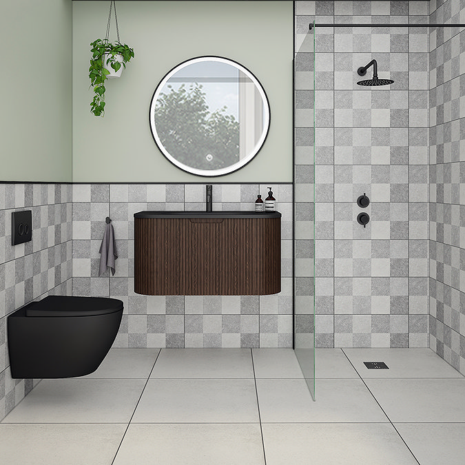 Andola Chequered Grey Stone Effect Wall Tiles - 250 x 500mm