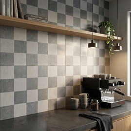 Andola Chequered Grey Stone Effect Wall Tiles - 250 x 500mm
