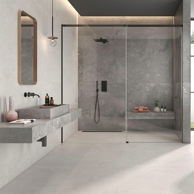 Andrada Dark Grey Stone Effect Wall and Floor Tiles - 900 x 900mm