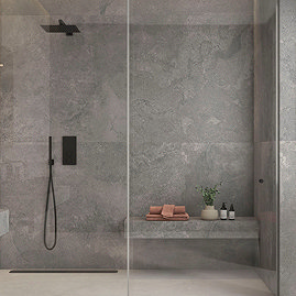 Andrada Dark Grey Stone Effect Wall and Floor Tiles - 900 x 900mm