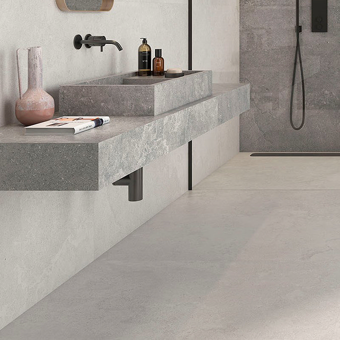 Andrada Light Grey Stone Effect Wall and Floor Tiles - 900 x 900mm