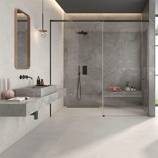 Andrada White Stone Effect Wall and Floor Tiles - 900 x 900mm