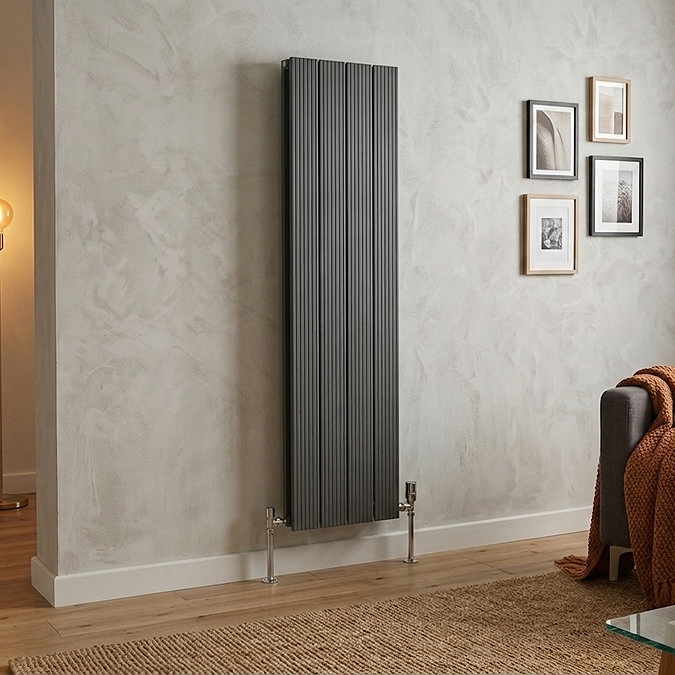 Anthracite Vertical Double Panel Aluminium Radiator 1800 x 372mm (4 Section)