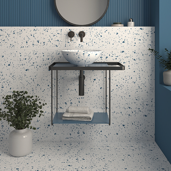 Antonio Blue Terrazzo Effect Wall & Floor Tiles - 200 x 200mm