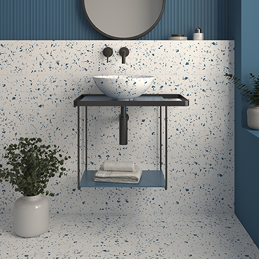 Antonio Blue Terrazzo Effect Wall & Floor Tiles - 200 x 200mm