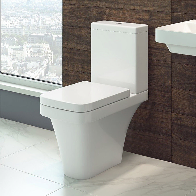 Anzio Designer Square Comfort Height Toilet + Soft Close Seat  Profile Large Image
