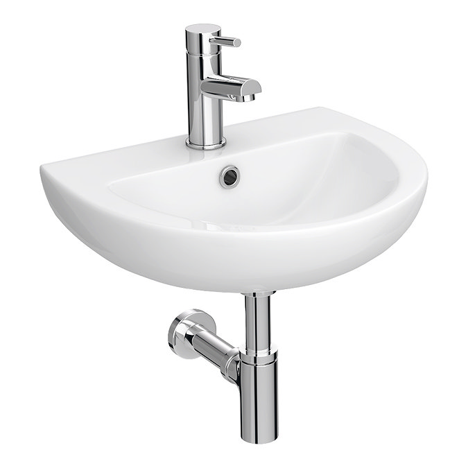 Anzio Round Ceramic Wall Hung Cloakroom Basin (455mm Wide - 1 Tap Hole)  Standard Large Image