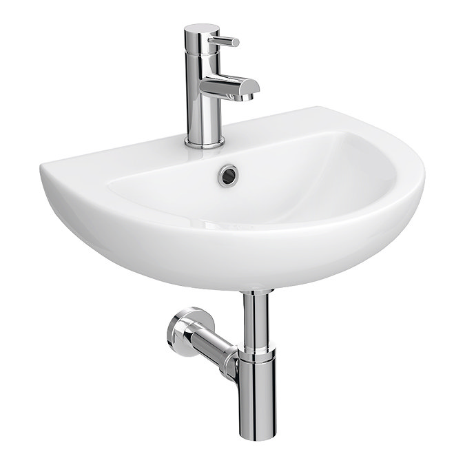 Anzio Round Ceramic Wall Hung Cloakroom Basin (455mm Wide - 1 Tap Hole) Standard Large Image