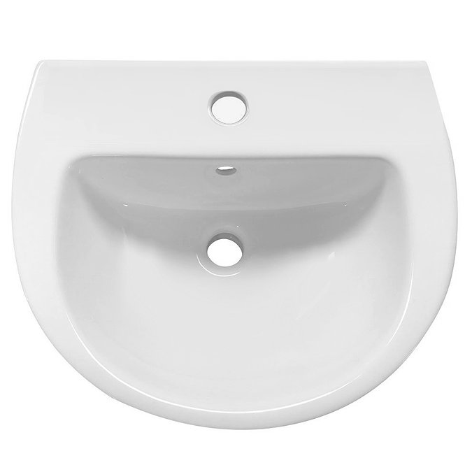 Anzio Round Ceramic Wall Hung Cloakroom Basin (455mm Wide - 1 Tap Hole) Profile Large Image