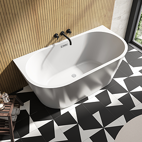 Apollo 1500 x 750mm Small Back To Wall Modern Curved Bath