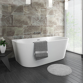 Apollo 1500 x 750mm Small Back To Wall Modern Curved Bath Large Image