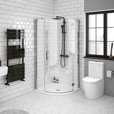 Apollo 900x900mm Frameless Single Door Quadrant Enclosure (Inc. Tray + Waste) Profile Large Image