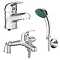 Apollo Contemporary Basin and Bath Shower Mixer Taps - Chrome Large Image