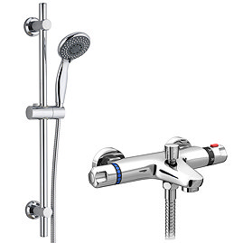 Apollo Wall Mounted Thermostatic Bath Shower Mixer + Slider Rail Kit Large Image
