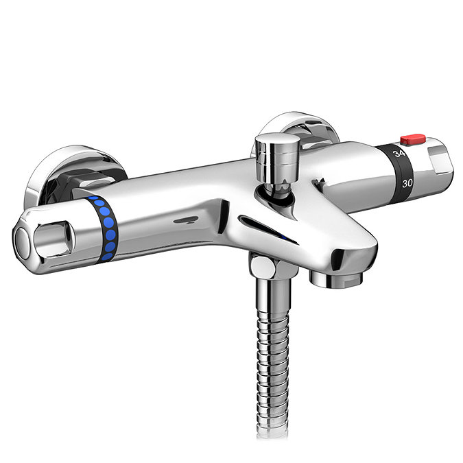 Apollo Wall Mounted Thermostatic Bath Shower Mixer with 3-Spray Slide Rail Kit