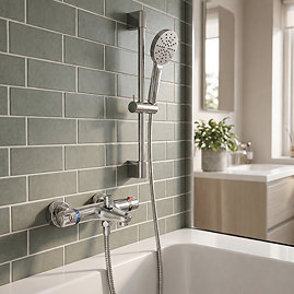 Apollo Wall Mounted Thermostatic Bath Shower Mixer with 3-Spray Slide Rail Kit